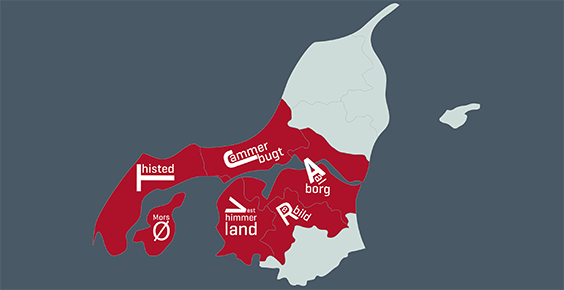 Kort over de kommuner FOA Nordjylland dækker.